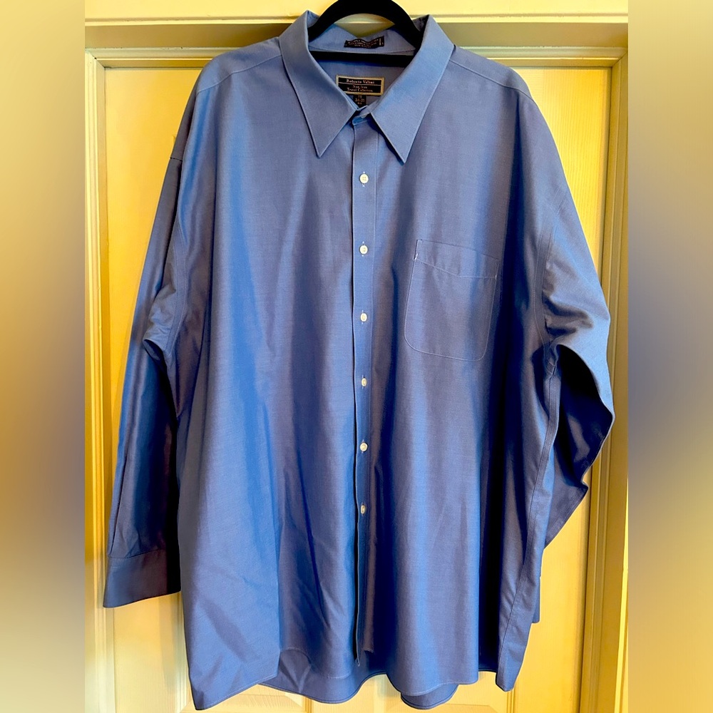 Handsome Roberto Villini non-iron dress shirt - 19” neck, 33-35” sleeve (BIG)